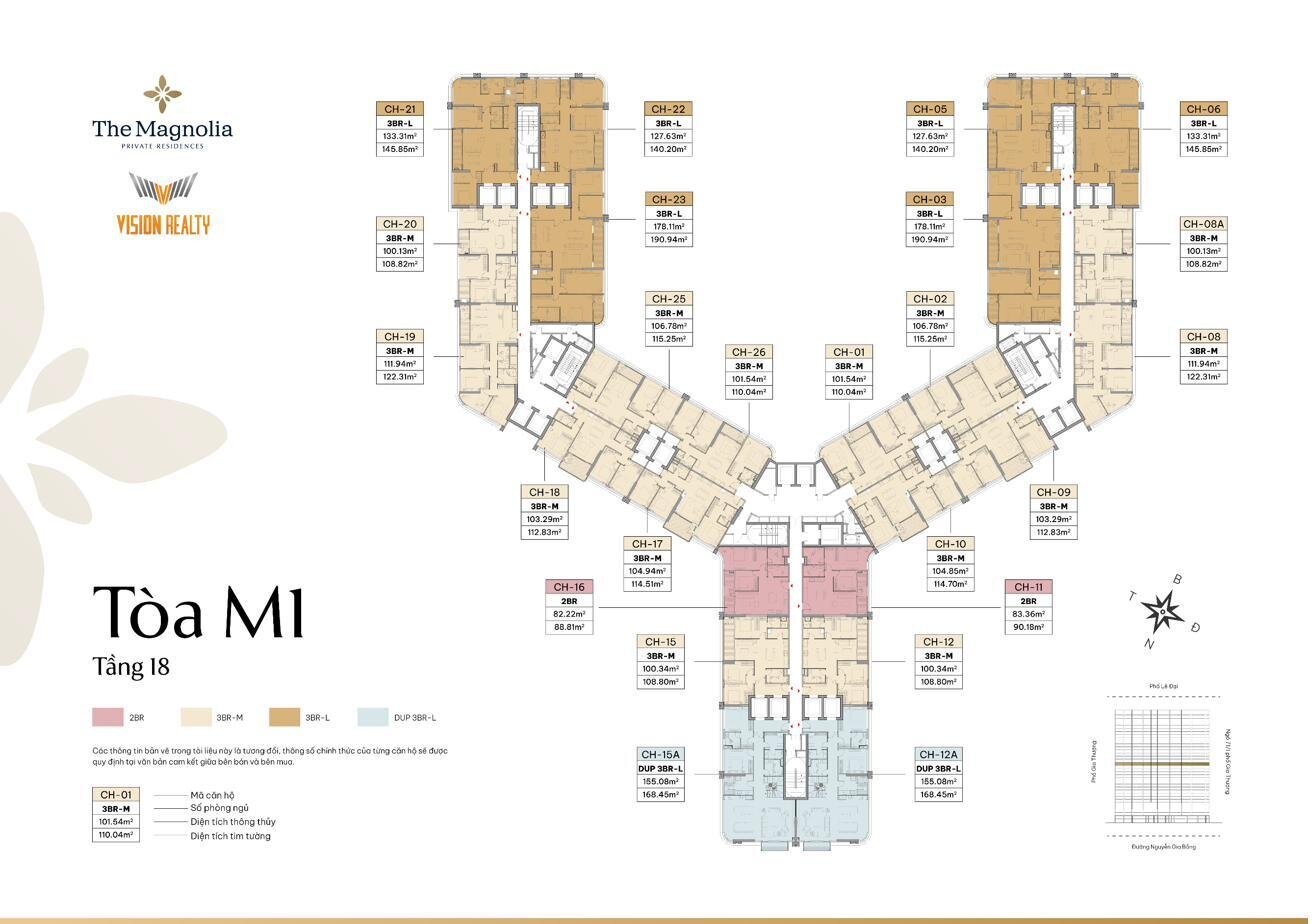 Mặt bằng tầng 18 tòa M1 The Magnolia Long Biên