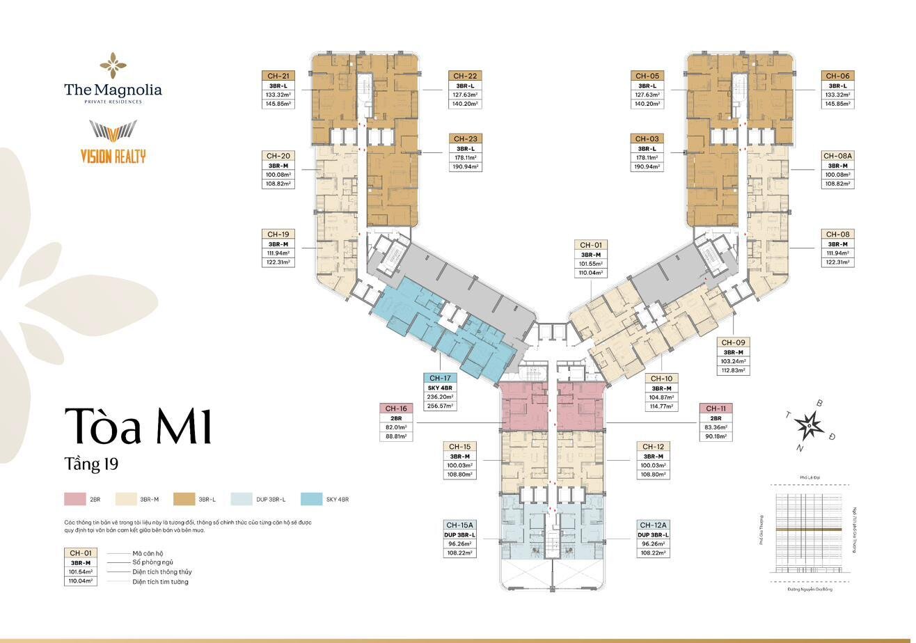 Mặt bằng tầng 19 tòa M1 The Magnolia Long Biên