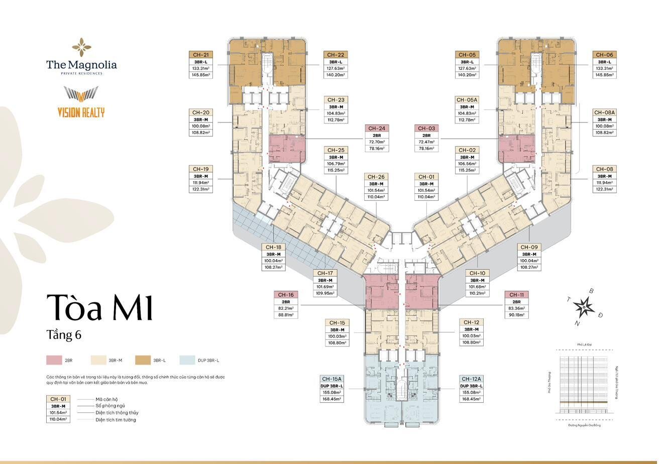 Mặt bằng tầng 6 tòa M1 The Magnolia Long Biên