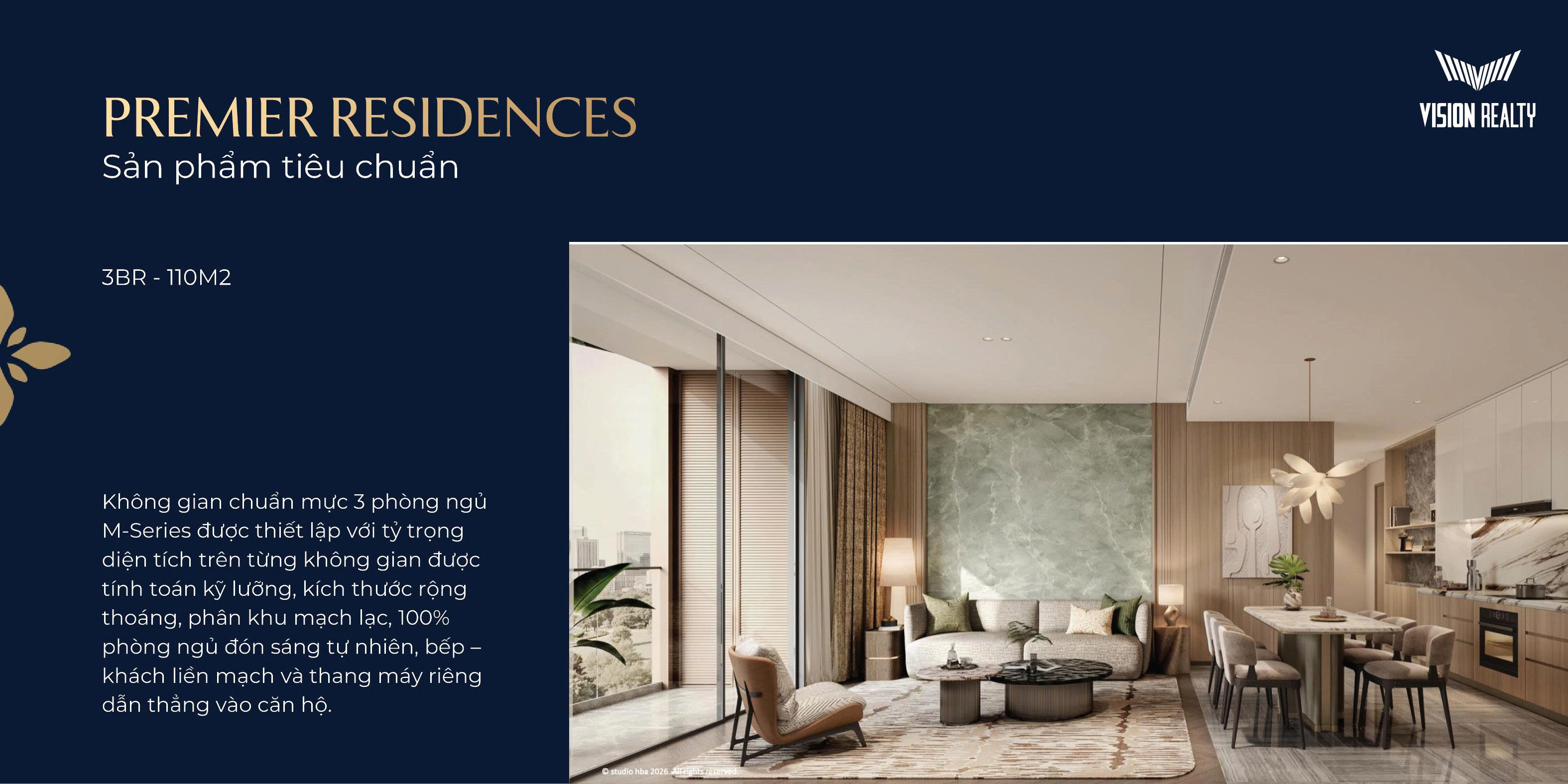 Premier Residences 3 phòng ngủ với view sông Hồng